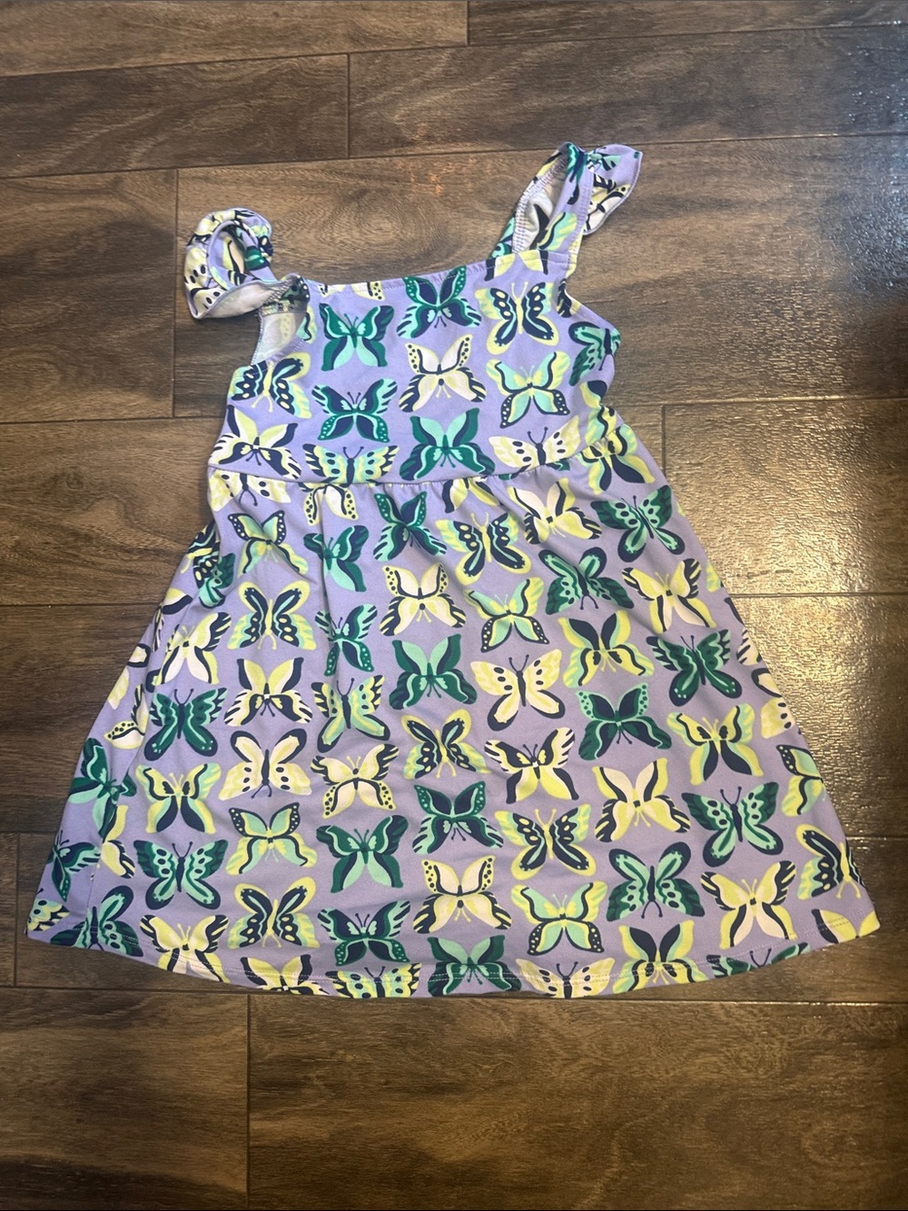 Girls Lavender Butterfly Print Sundress with Ruffle Straps